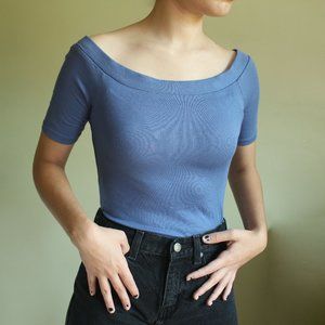 Periwinkle Blue Ribbed Bodysuit